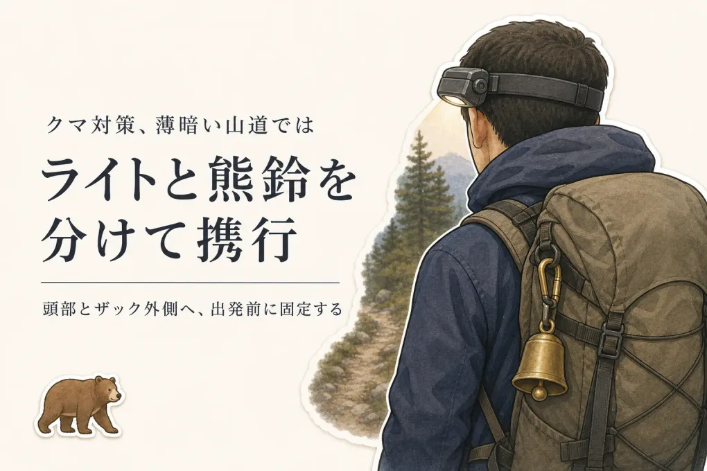 登山用ヘッドライトと熊鈴はどこに付ける？薄暗い山道で役割を分ける携行法