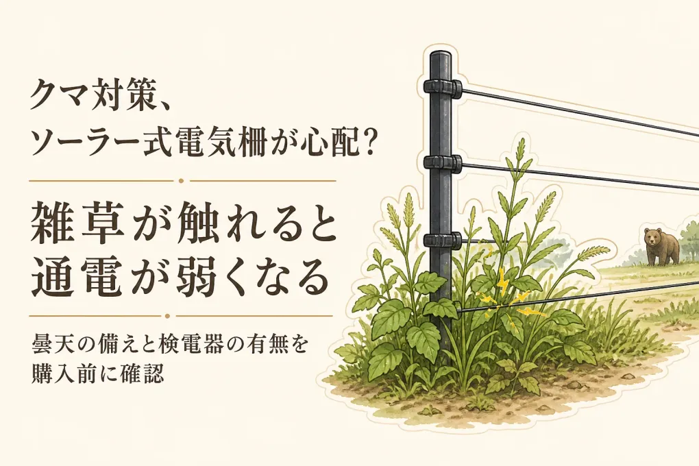 ソーラー式電気柵は曇りや雑草で通電が弱くなる？畑・庭で失敗しない選び方と点検